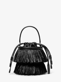 Мини-Сумка-Ведро Ischia из кожи с бахромой Michael Kors, черный