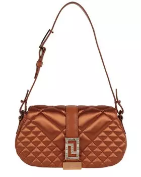 Мини-сумка Versace из атласа и кожи, коричневый