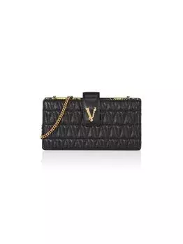Мини-сумка Virtus из стеганой кожи Versace, черный