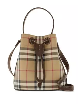 Мини-сумка-ведро Burberry в клетку, нейтральный цвет