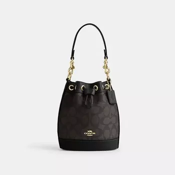 Мини-сумка-ведро COACH, золотой/коричневый/черный
