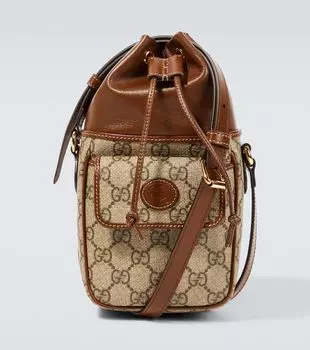 Мини-сумка-ведро gg supreme Gucci, коричневый