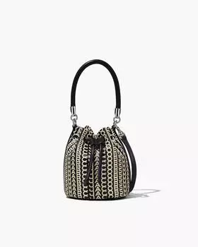 Мини-сумка-ведро из кожи с монограммой Marc Jacobs, черный/белый