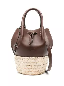Мини-сумка-ведро из соломенной кожи Tod's, коричневый