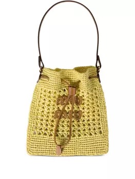 Мини-сумка-ведро Miu Miu, связанная крючком, желтый