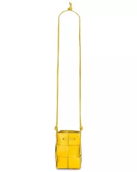 Мини-сумка-ведро с кассетой Bottega Veneta, цвет Pollen & Gold