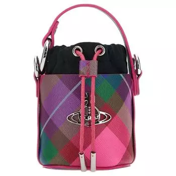Мини-сумка-ведро с завязками в клетку «Ромашки» Vivienne Westwood