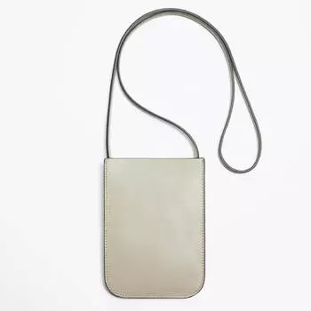 Мини-сумка Zara Leather Mini Crossbody, светло-бежевый