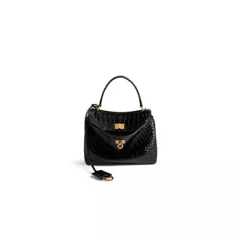 Мини-сумочка Rodeo с тиснением под крокодила BALENCIAGA, черный