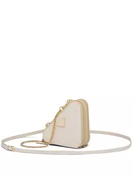 Мини-сумочка с треугольным логотипом Prada, нейтральный цвет