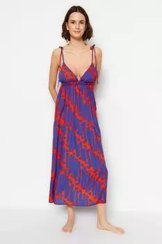 Мини-тканое пляжное платье с животным рисунком Trendyol, разноцветный