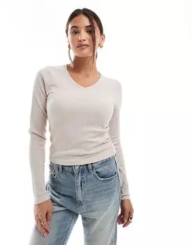 Мини-топ с длинными рукавами и v-образным вырезом ASOS DESIGN