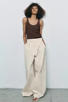 Мини-топ в рубчик ZARA, цвет Chocolate brown