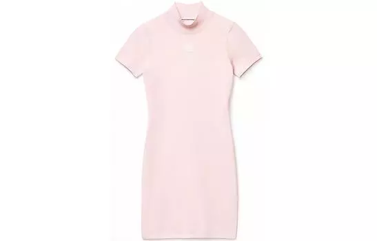 Мини-трикотажное платье с тисненым логотипом Alexander Wang, розовый