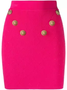 Мини-юбка 6-Button тонкой вязки BALMAIN, розовый