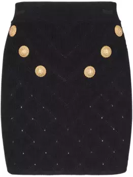 Мини-юбка 6-Button тонкой вязки BALMAIN, черный