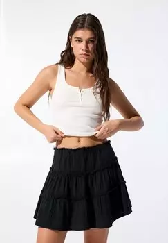 Мини-юбка A-line skirt PULL&BEAR, черный