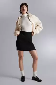 Мини-юбка а-силуэта H&M, черный