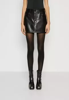 Мини-юбка Abercrombie & Fitch МИНИ-ЮБКА ИЗ ВЕГАНСКОЙ КОЖИ С 5 КАРМАНАМИ, цвет BLACK BEAUTY
