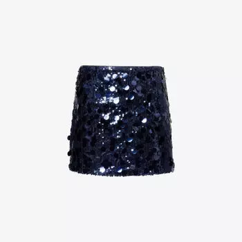 Мини-юбка Amy Lynn из пайеток с плетением, синий