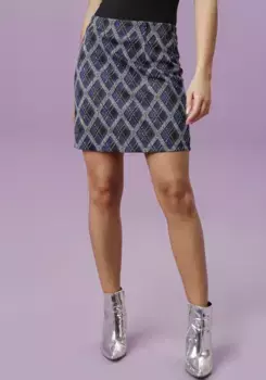 Мини-юбка Aniston CASUAL экстравагантного клетчатого дизайна, цвет Blau-Wollwei-Schwarz-Kariert
