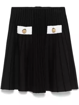 Мини-юбка Balmain из трикотажной ткани в рубчик, черный