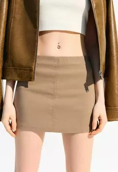 Мини-юбка Bershka, песочный