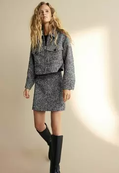 Мини-юбка BOUCLE TEXTURED MONO REGULAR FIT Next, черный