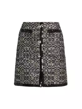 Мини-юбка-букле с блестками и эффектом металлик Giambattista Valli, цвет black gold