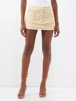 Мини-юбка caraco из твила с двойной талией Jacquemus, бежевый