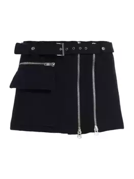 Мини-юбка Christian из смесовой шерсти с молниями A.L.C., темно-синий
