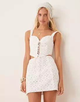 Мини-юбка Collective The Label Broderie из белой вышивки