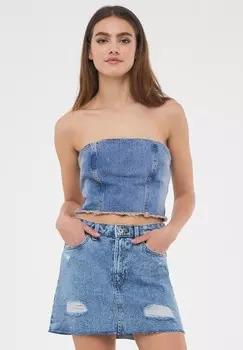 Мини-юбка CON STRAPPI Terranova, цвет Blu Denim Medio