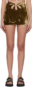 Мини-юбка цвета хаки с цветочным принтом Collina Strada