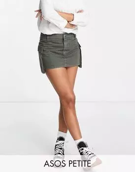 Мини-юбка цвета хаки с карманами ASOS Petite Bellow