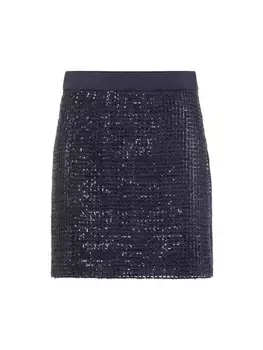 Мини-юбка Dazzling Net с вышивкой из мохера и шерсти Brunello Cucinelli, синий