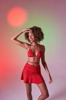 Мини-юбка Delphi со сборками и высокой талией, красная HOLLY LOLLY, красный