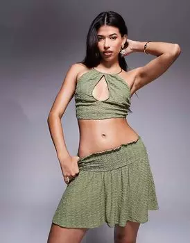 Мини-юбка для пляжа ASOS DESIGN Abigail цвета хаки с оборками, комплект