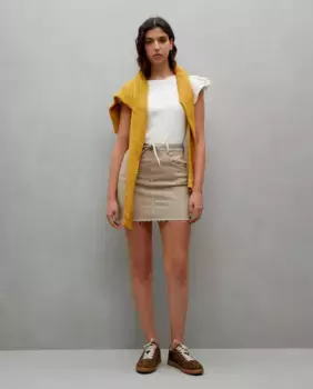 Мини-юбка джинсовая с завязками Easy Wear, бежевый