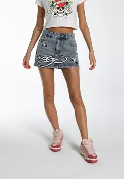 Мини-юбка Ed Hardy, деним