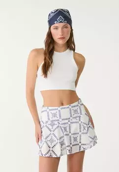 Мини-юбка EMBROIDERY Stradivarius, светло-голубой