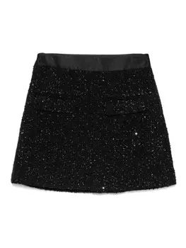 Мини-юбка Emporio Armani с люрексом и пайетками, черный