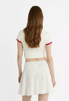 Мини-юбка FLOWING Stradivarius, белый