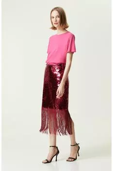 Мини-юбка фуксия с пайетками Network, розовый