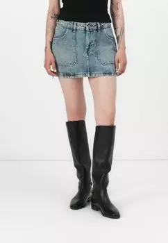 Мини-юбка GO SIDE ZIP SKIRT Guess Originals, цвет Stone Blue Denim