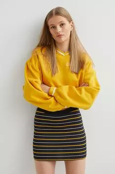 Мини-юбка H&amp;M, черные/желтые полосы