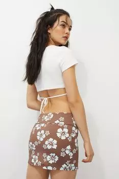 Мини-юбка H&amp;M, коричневый/цветы