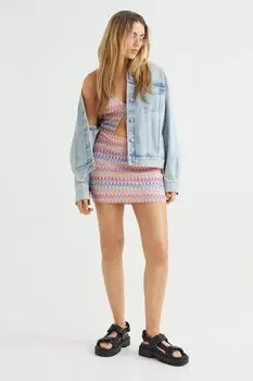 Мини-юбка H&amp;M, светло-розовый/узор