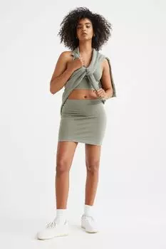 Мини-юбка H&amp;M, светло-зеленый хаки