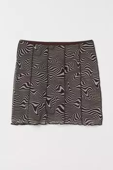 Мини-юбка H&M, темно-коричневый/узор